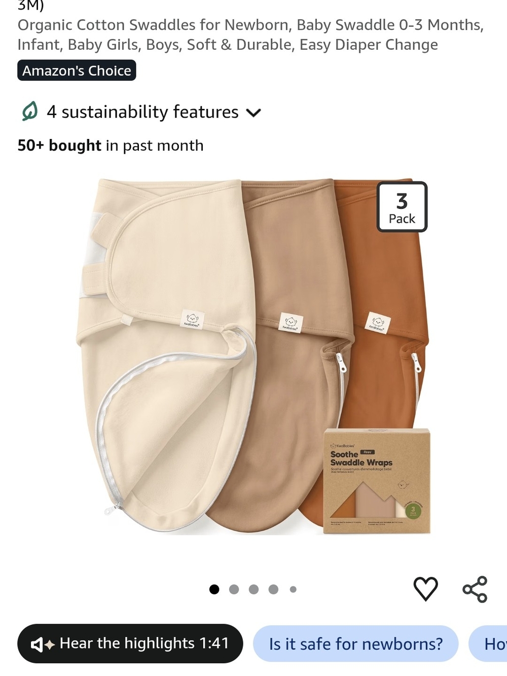 Organic Cotton Baby Swaddle Set – Cream, Tan & Brown (3-Pack)